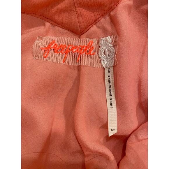 Free People Snowdrop Coral Lace Trapeze Mini Halter Dress Orange Women's Size S - Picture 8 of 10